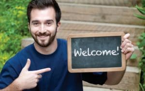 Welcome Sign on Chalkboard
