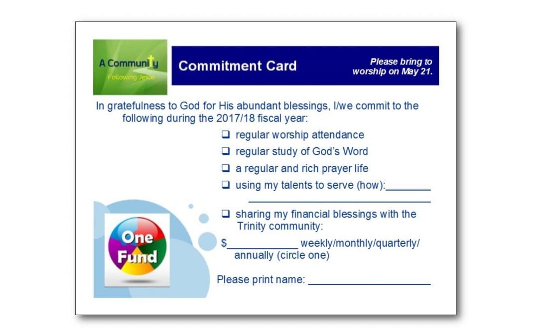 May 21 Is Pledge Sunday