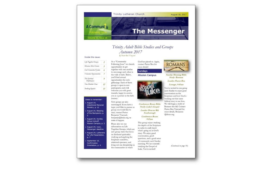 August 18 Trinity Messenger