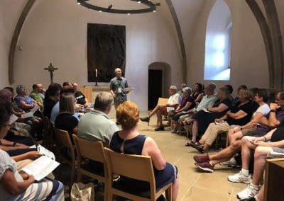 A 4:00 special devotional service in the Sacristy of the Town Church. A group of 45 from Collette Tours in the USA including NC, MI, OH, and MN.