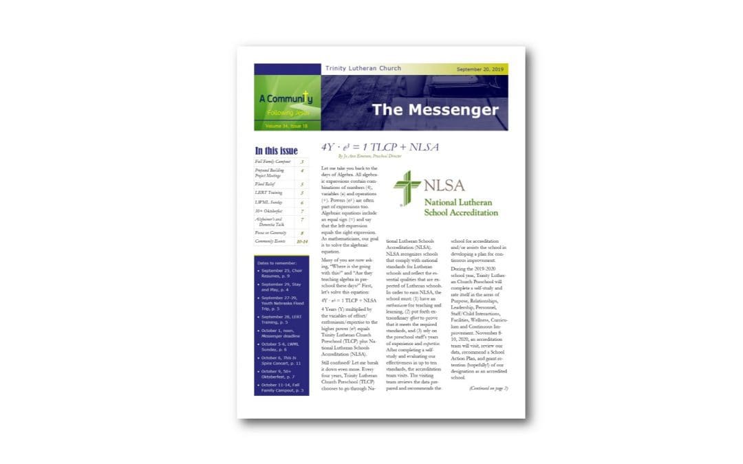 September 20 Trinity Messsenger