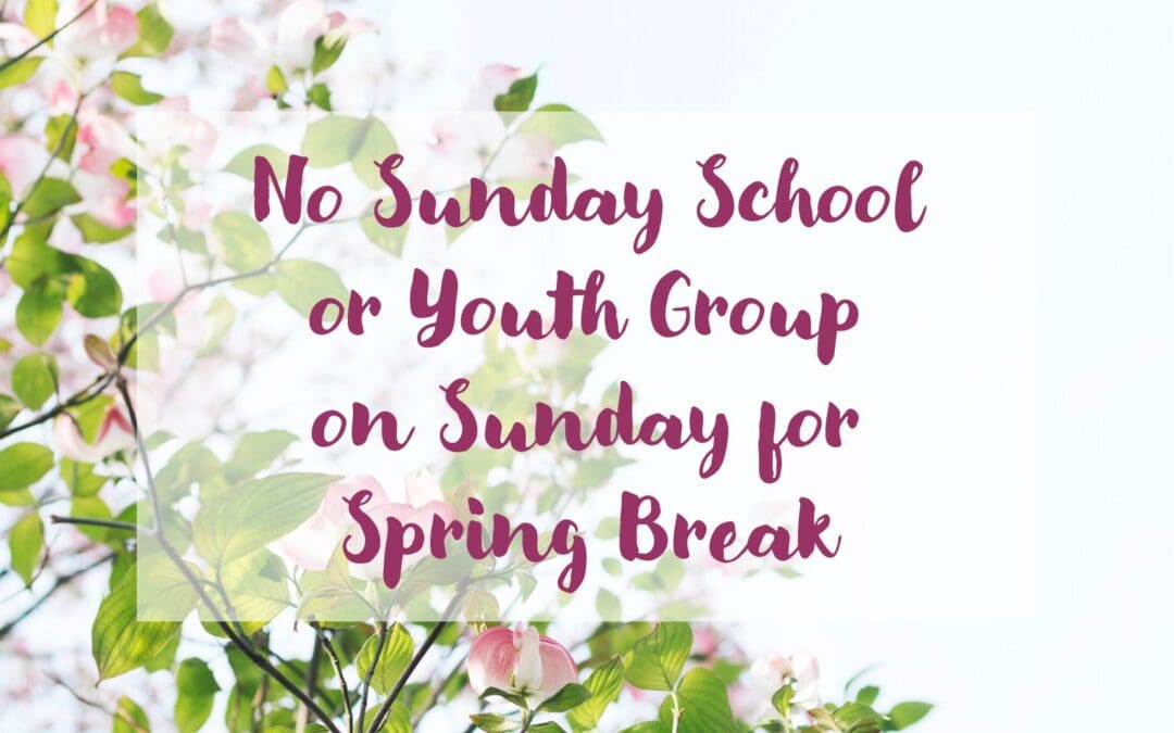 No Sunday School or Youth Group on Sunday